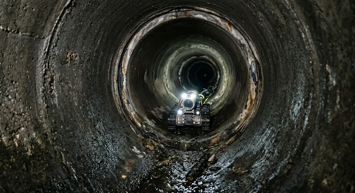 Robotic sewer camera inspecting pipe interior for Sewer Line Repair in Reidsville